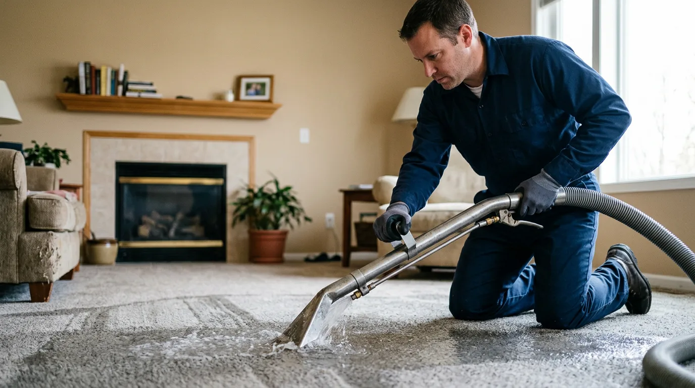 Water damage restoration technician working near South River, NJ